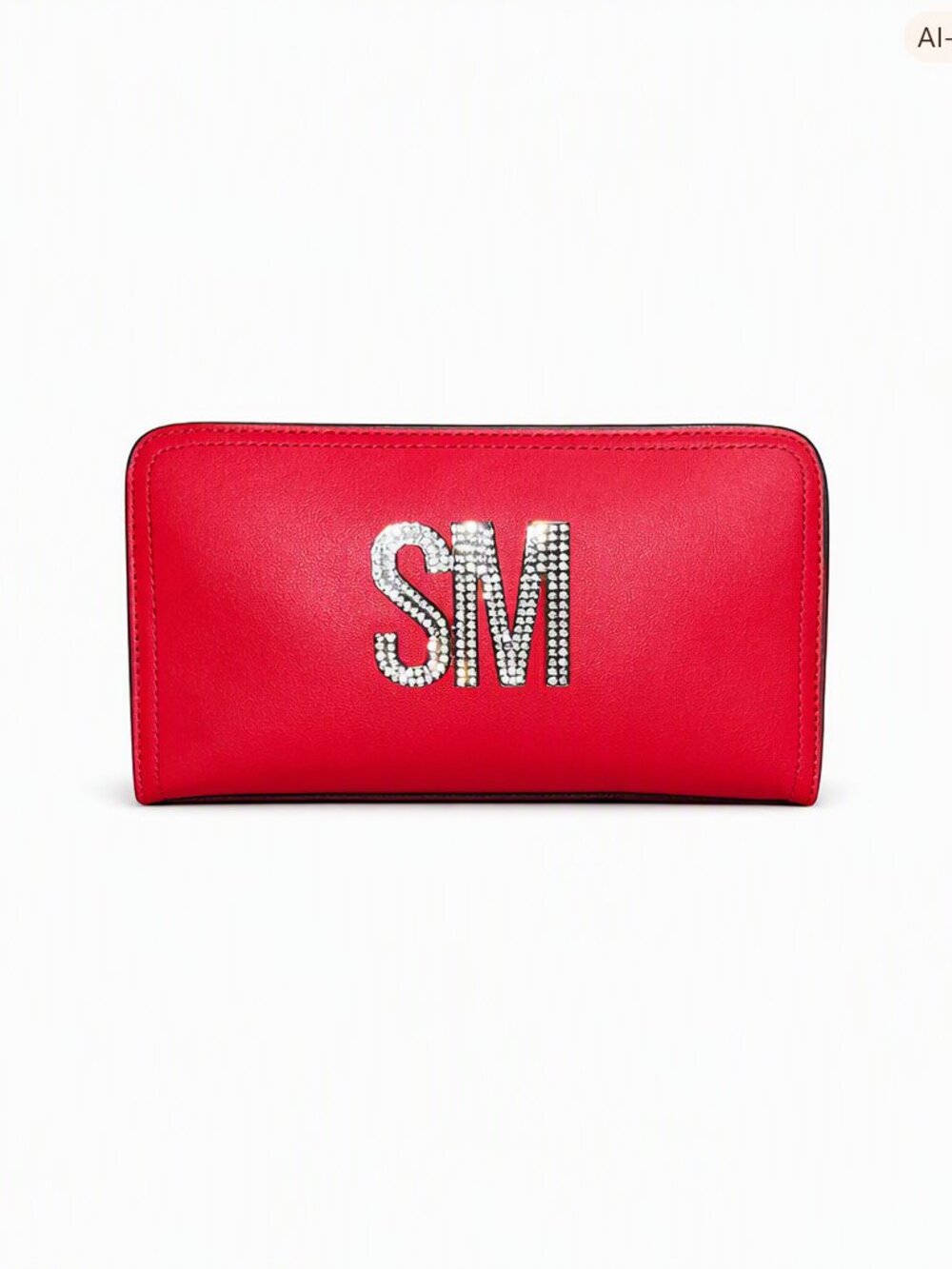 Steve Madden Red Rhinestone SM Pouch Glam Crossbody Clutch Cherry Faux Leather